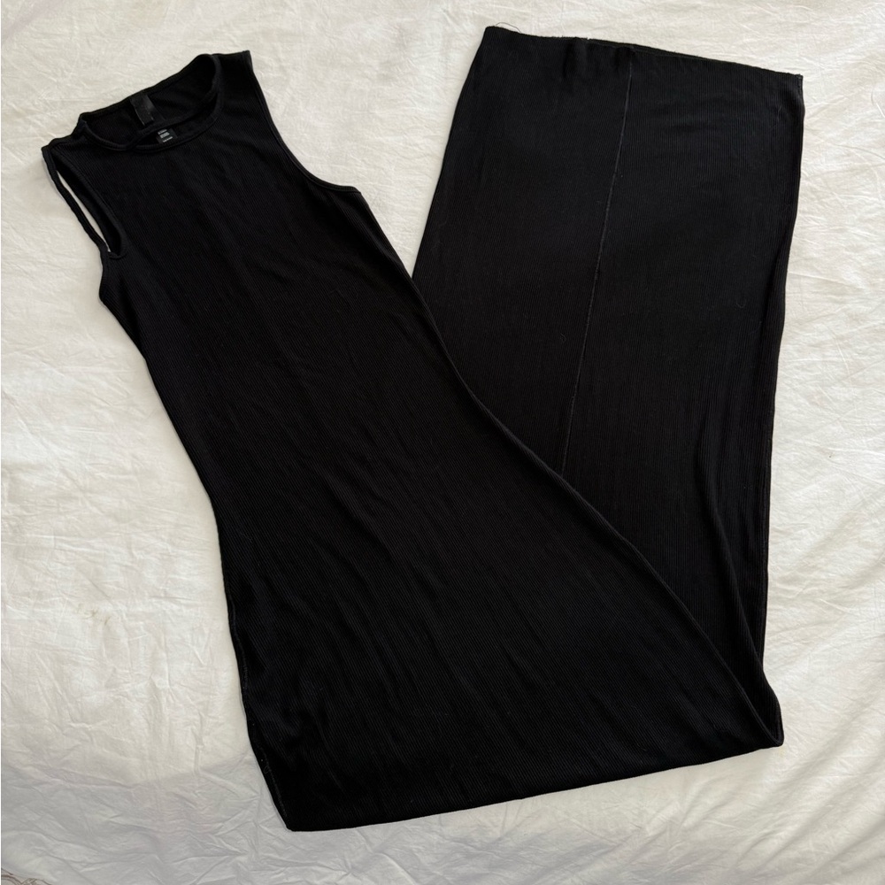 SALE Skims asymmetrical Black Sleeveless Maxi Dress